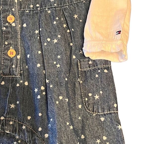 NWT Tommy Hilfiger Baby Girl's Printed Denim Overall 2 Piece Top Pant Set 24 Mon - Picture 4 of 8